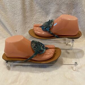 Yellow Box Faux Reptile Snakeskin Pattern Thong Sandals Flip-Flops Size 8? EUC